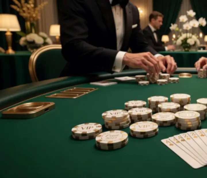 Luksusowy stół pokerowy na eleganckim evencie firmowym.